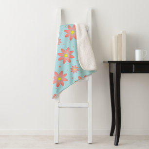 Korallenrosa und pulverblau delikate, daisate Blum Sherpadecke
