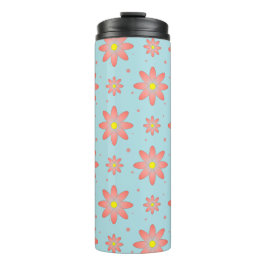 Korallenrosa und pulverblau delikate, daisate Blum Thermosbecher