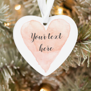 Korallenrosa Wasserfarben-Herzzeichnung Weihnachte Ornament