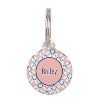 Korallenrosa Weiß Türkis und Marineblau Kaleidosko Haustiermarke
