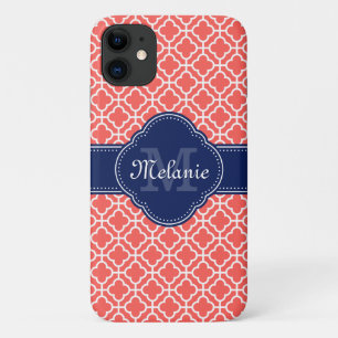 Korallenrosa Welliges Monogramm der marokkanischen Case-Mate iPhone Hülle