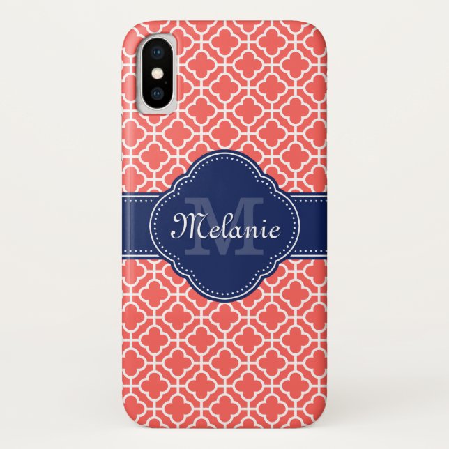 Korallenrosa Welliges Monogramm der marokkanischen Case-Mate iPhone Hülle (Rückseite)