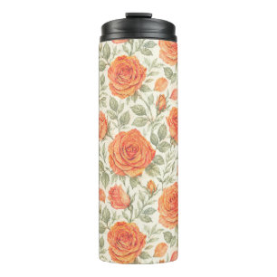Korallenrose & Salbei-Gartenmuster Thermosbecher