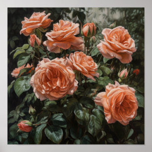 Korallenrosen-Blumenkunst-Druckposter Poster