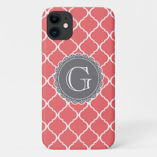 Korallenrost Lattice Muster Grau Monogram Case-Mate iPhone Hülle
