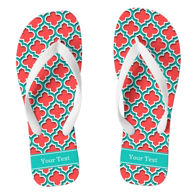 Korallenrot, Aquamarin marokkanisch #5DS Aquamarin Flip Flops (Fußbett)