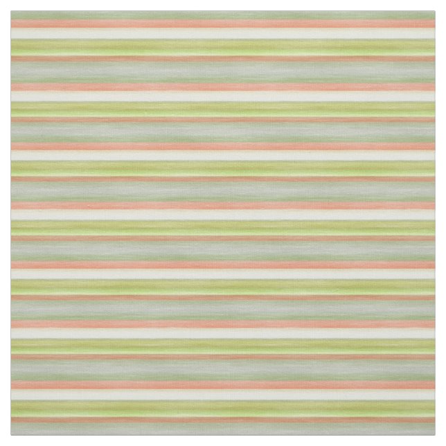 Korallenrot Limettengrün Aquarell-Streifenmuster Stoff (Muster)