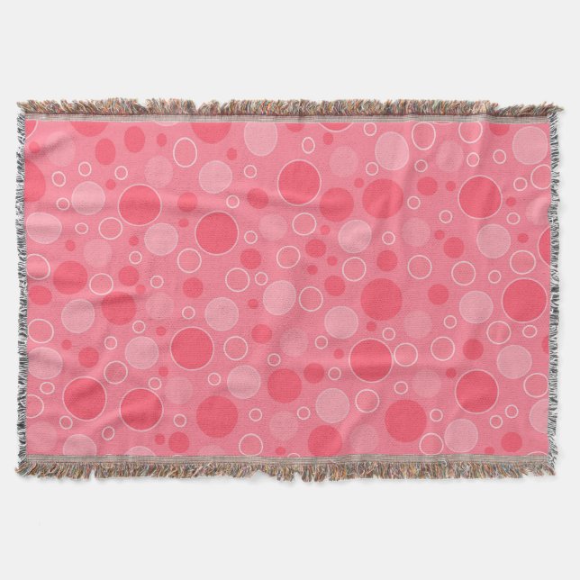 Korallenrot mit Polka-Punkten in Retro-60er Decke (Vorderseite)
