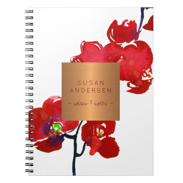 Korallenrot-orchid-elegantes Kupferlabel Notizblock (Vorderseite)