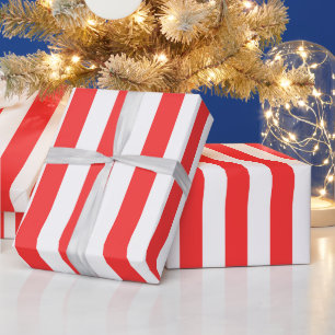 Korallenrot Weiß XL Streifenmuster Geschenkpapier