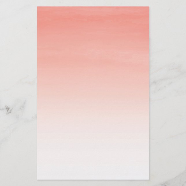 Korallenrote Aquarell Ombre Briefpapier-Blätter Briefpapier (Vorderseite)