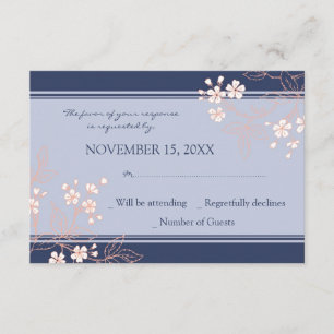 Korallenrote blaue Blumen-UAWG Hochzeits-Karte RSVP Karte
