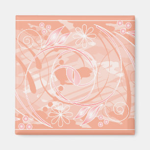 korallenrote Blumen Magnet