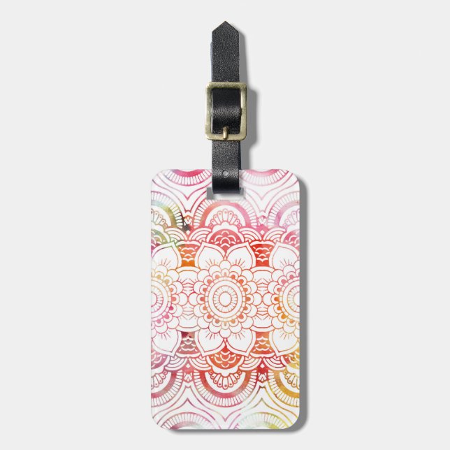 Korallenrote BlumenMandala der rosa modernen Gepäckanhänger (Vorderseite vertikal)