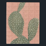 Korallenrote Kakteen Puzzle<br><div class="desc">" Korallenrote Kakteen I" durch Emma Scarvey. Kennzeichnet einen Tupfenkaktus gegen einen weichen Hintergrund.</div>