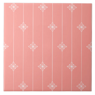 Korallenrote Pastellfarbblumenmuster Fliese