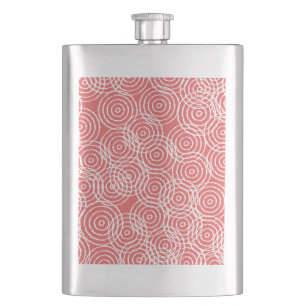Korallenrote rosa Ikat Deckung kreist Flachmann