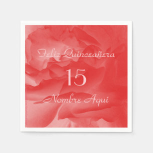 Korallenrote rosa Rosen-Papierservietten, Serviette