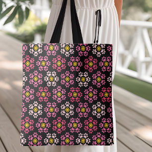 Korallenrote und rosa Pfotenabdruck-Einkaufstasche Tasche