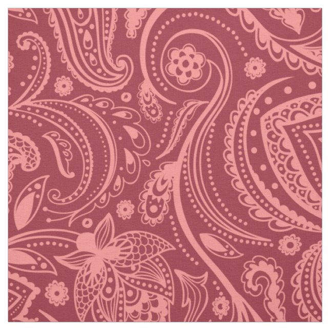 Korallenroter Flora Paisley-Custom Maroon Hintergr Stoff (Muster)
