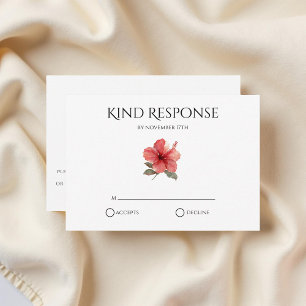 Korallenroter Hibiskus QR Code Tropische Moderne H RSVP Karte
