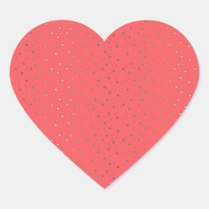 Korallenroter kleiner goldener Herz-Aufkleber