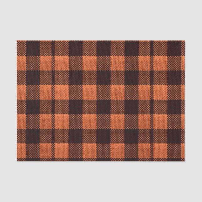 Korallenroter orange Gingham-karierter Seidenpapier (Vorderseite)