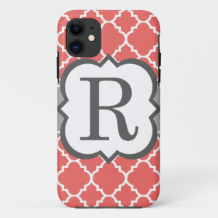 Korallenroter weißer Monogramm-Buchstabe R Case-Mate iPhone Hülle