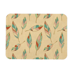 Korallenrotes Feder-Muster SüdwestGeo-Schritt-  Magnet
