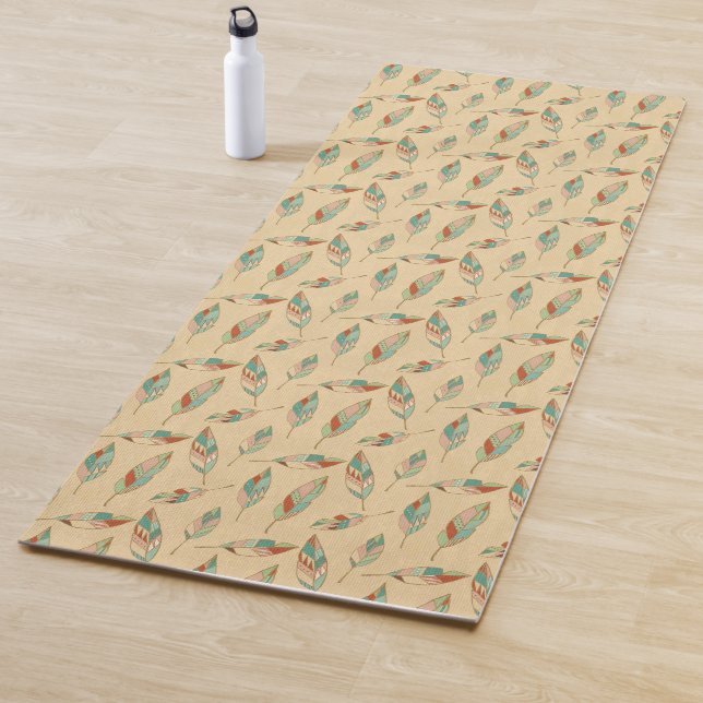 Korallenrotes Feder-Muster SüdwestGeo-Schritt-| Yogamatte (Beispiel)