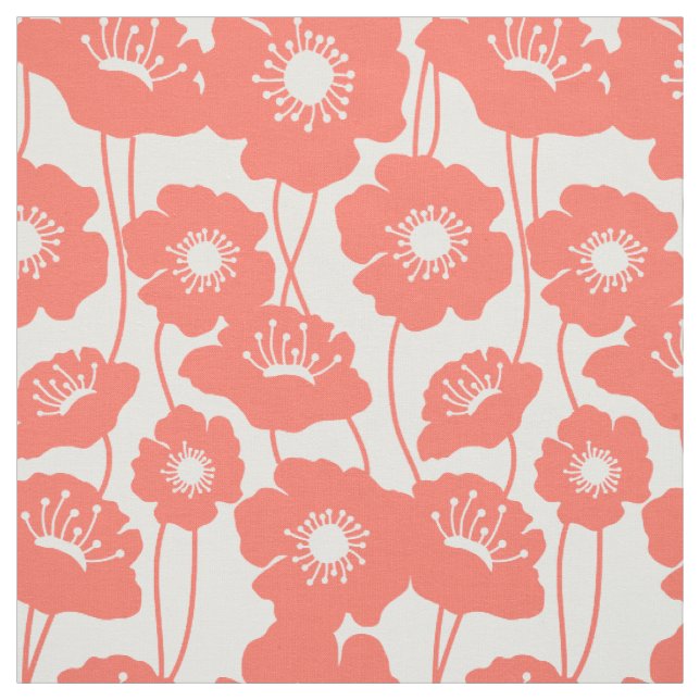 Korallenrotes Mohnblumen-Muster Stoff (Muster)