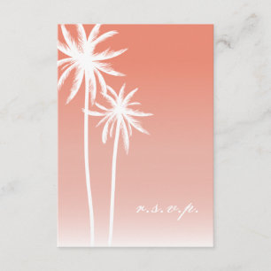 Korallenrotes Ombré Palme-Strand-Hochzeit UAWG RSVP Karte