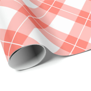 Korallenrotes orange und weißes diagonales geschenkpapier
