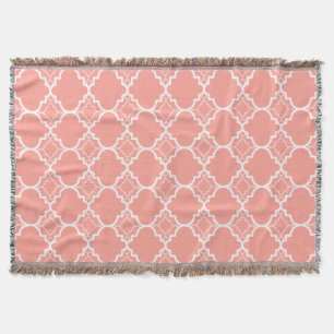 Korallenrotes rosa Quatrefoil geometrisches Muster Decke