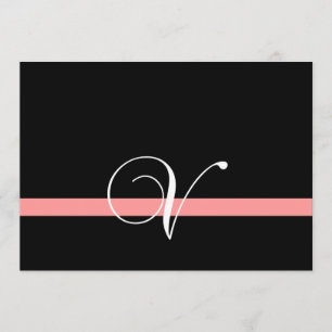 Korallenrotes Schwarz-weißes Wedding Einladung des