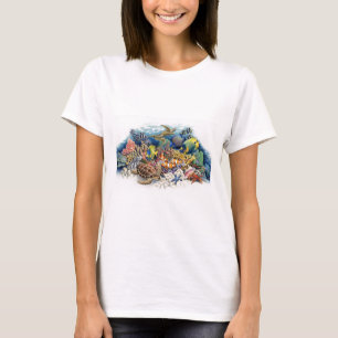Korallenrotes Wasser mit tropischen Fischen T-Shirt