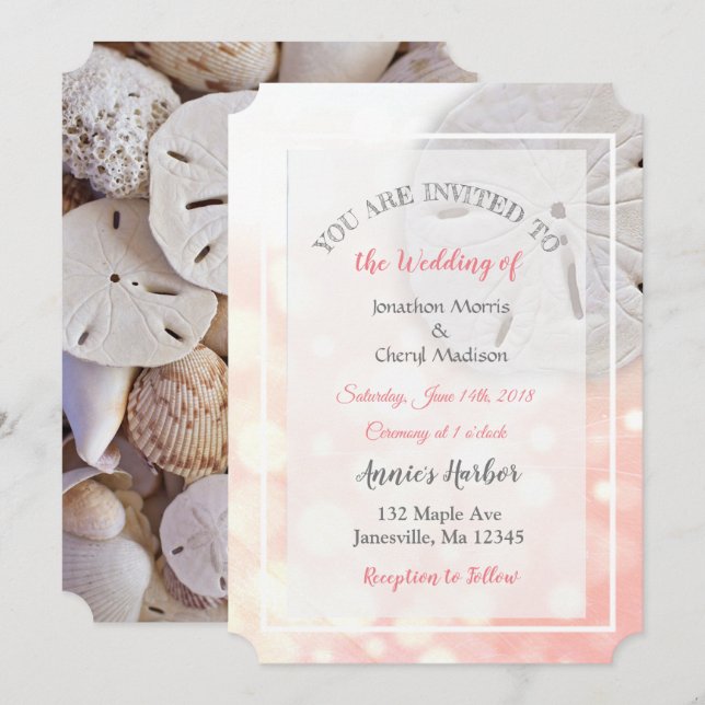 Korallensand Dollar Hochzeitseinladungen Einladung (Vorne/Hinten)