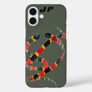 Korallenschlangen Reptil Custom iPhone 16 Plus Hülle