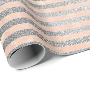 Korallensilber Pfirsichgraue Metallische Pink Stre Geschenkpapier