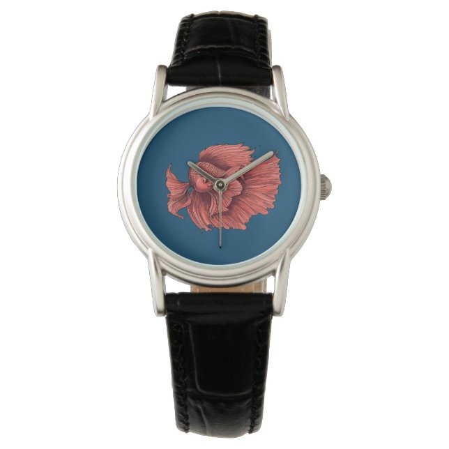 Korallensima kämpft Fisch Armbanduhr (Vorderseite)