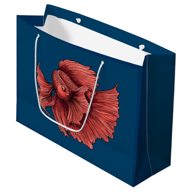 Korallensima kämpft Fisch Große Geschenktüte (Vorderseite Schrägansicht)