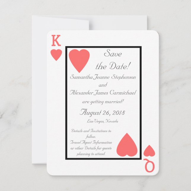 Korallenspielkarte King/Queen Save the Date (Vorderseite)