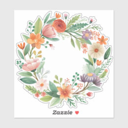 Korallensticker Wildblume Wreath Custom-Cut Vinyl  Aufkleber