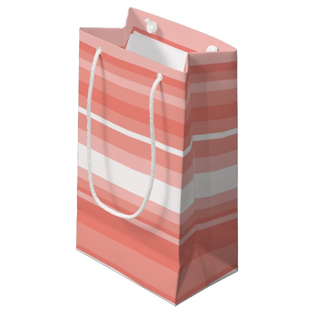 Korallenstreifen Kleine Geschenktüte (Vorderseite Schrägansicht)