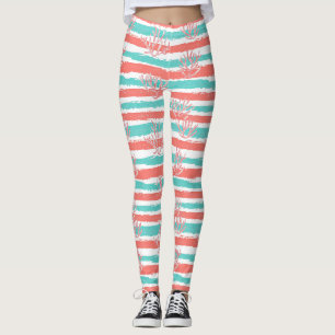 Korallenstreifen Küstenwasserfarbmuster Leggings