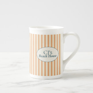 Korallenstreifen-Strandhaus-Tasse Prozellantasse
