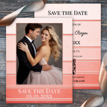 Korallenton auf Tone Striptes Foto Save the Date
