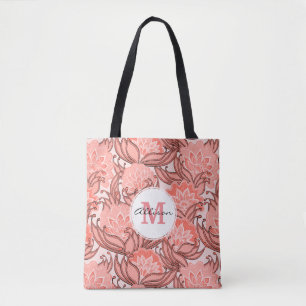 Korallentropisches Muster mit Monogramm Tasche