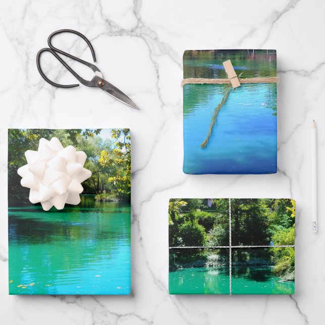 Korallenwasser des Sees Hochwertiges Triad Bundle Geschenkpapier Set (Vorderseite)