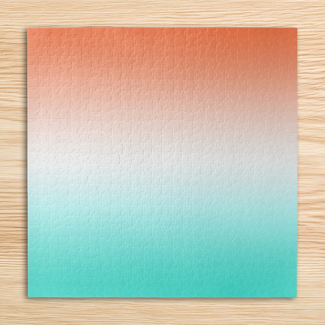 Korallenwein und Türkisgrün (Coral White and Turquoise Gradient Jigsaw Puzzle)